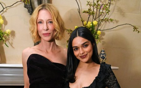 Cate Blanchett is the epitome of chic in a sculpted corset as she joins braless Rachel Zegler at the star-studded Standard Theatre Awards