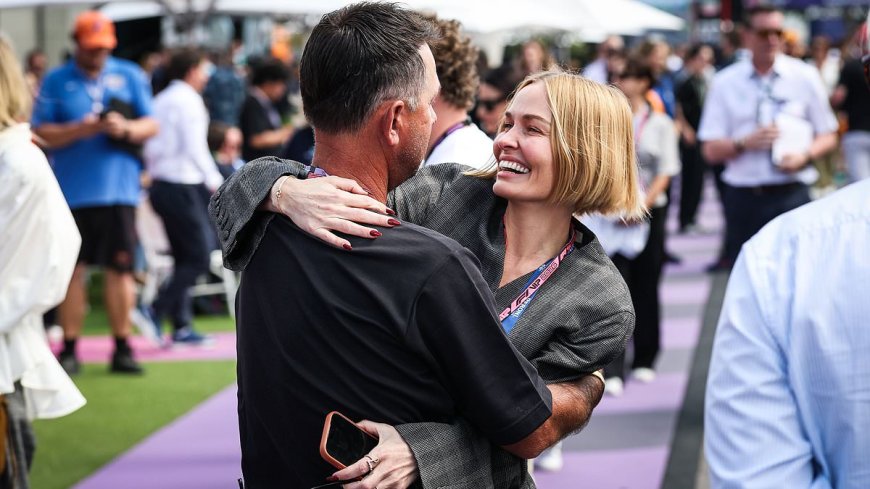 Lara Worthington has an emotional reunion with cricket star Ricky Ponting after becoming best friends with his wife while dating Michael Clarke