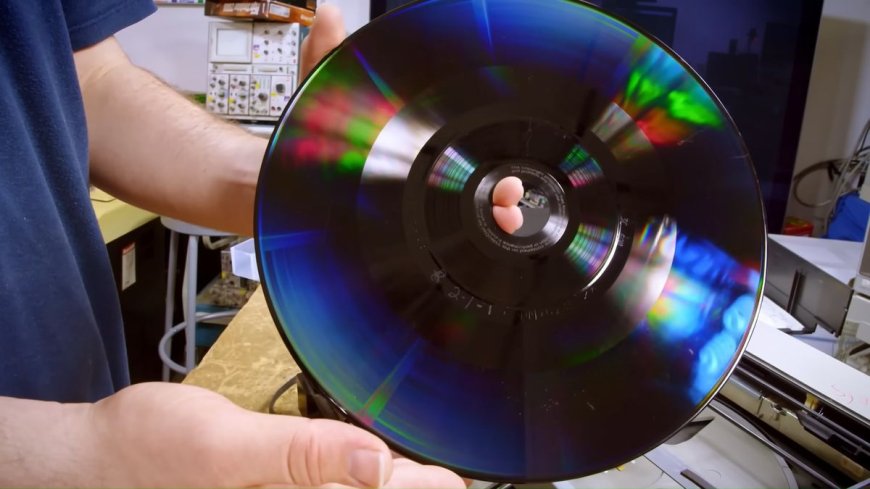 Microscopes can clearly see the video on the surface of a LaserDisc, discovers Techtuber — a 12-inch vinyl-like disc that stores SD analog video
