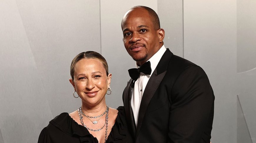 Tobey Maguire's ex Jennifer Meyer, 48, proudly shows off baby bump with fiance Geoffrey Ogunlesi at Vanity Fair Oscar Party