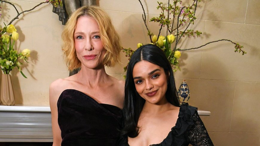 Cate Blanchett is the epitome of chic in a sculpted corset as she joins braless Rachel Zegler at the star-studded Standard Theatre Awards