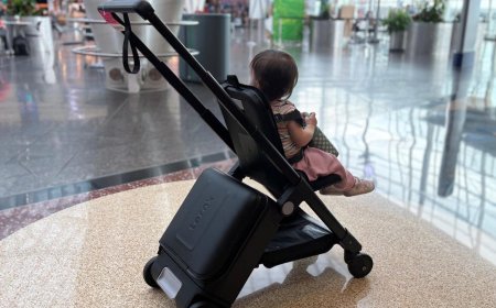 This stroller turns into a carry on-suitcase, and I recommend it for traveling parents