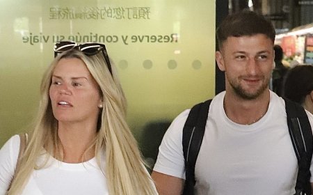 Kerry Katona, 45, and her boyfriend Paolo Margaglione, 33, return home from Spain holiday after star revealed she was rushed to hospital over a suspected stroke