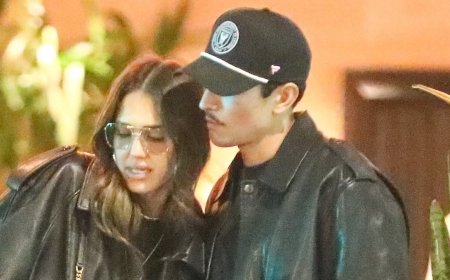 Jessica Alba, 44, locks lips with toyboy Danny Ramirez, 33, during family dinner outing as romance heats up