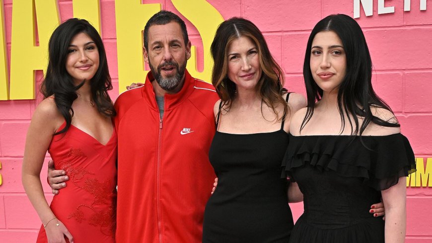 Adam Sandler is joined by his wife Jackie and their 'nepo baby' daughters as they enjoy a rare family outing at the premiere of his new movie Roommates