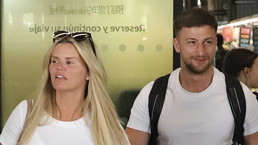 Kerry Katona, 45, and her boyfriend Paolo Margaglione, 33, return home from Spain holiday after star revealed she was rushed to hospital over a suspected stroke