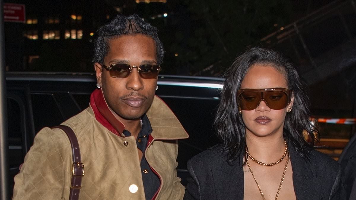 Rihanna turns heads in low-cut lingerie as she and partner A$AP Rocky enjoy a date night in New York to mark her first Mother's Day as a mom of three