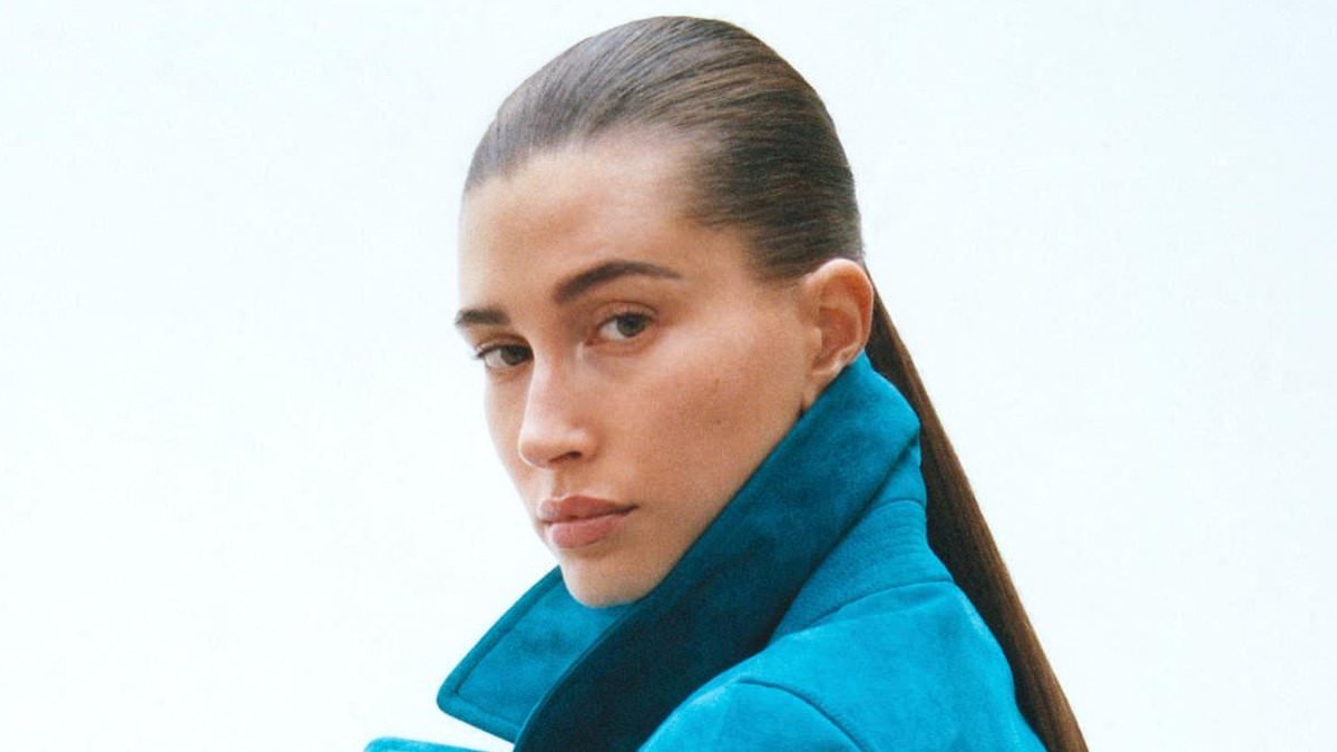 Hailey Bieber puts on cheeky display as she appears to go NUDE under blue coat for major fashion campaign