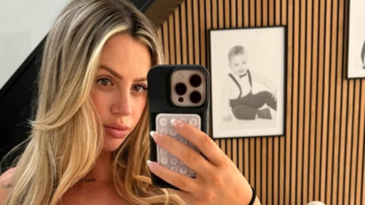 Pregnant Holly Hagan says her 'sides are going to BURST at the seams' as she bares her bump in bikini-clad snap to mark 38 weeks milestone