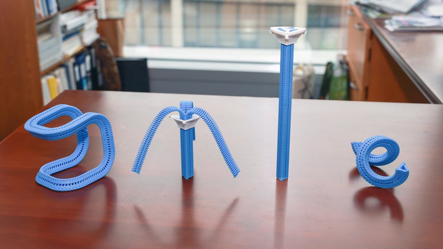 MIT researchers revive 40-year-old triangular zipper concept now made possible by 3D printing, creates shape-shifting robots and deployable structures — 3D-printed 'Y-Zipper' turns floppy tentacles into rigid beams in seconds