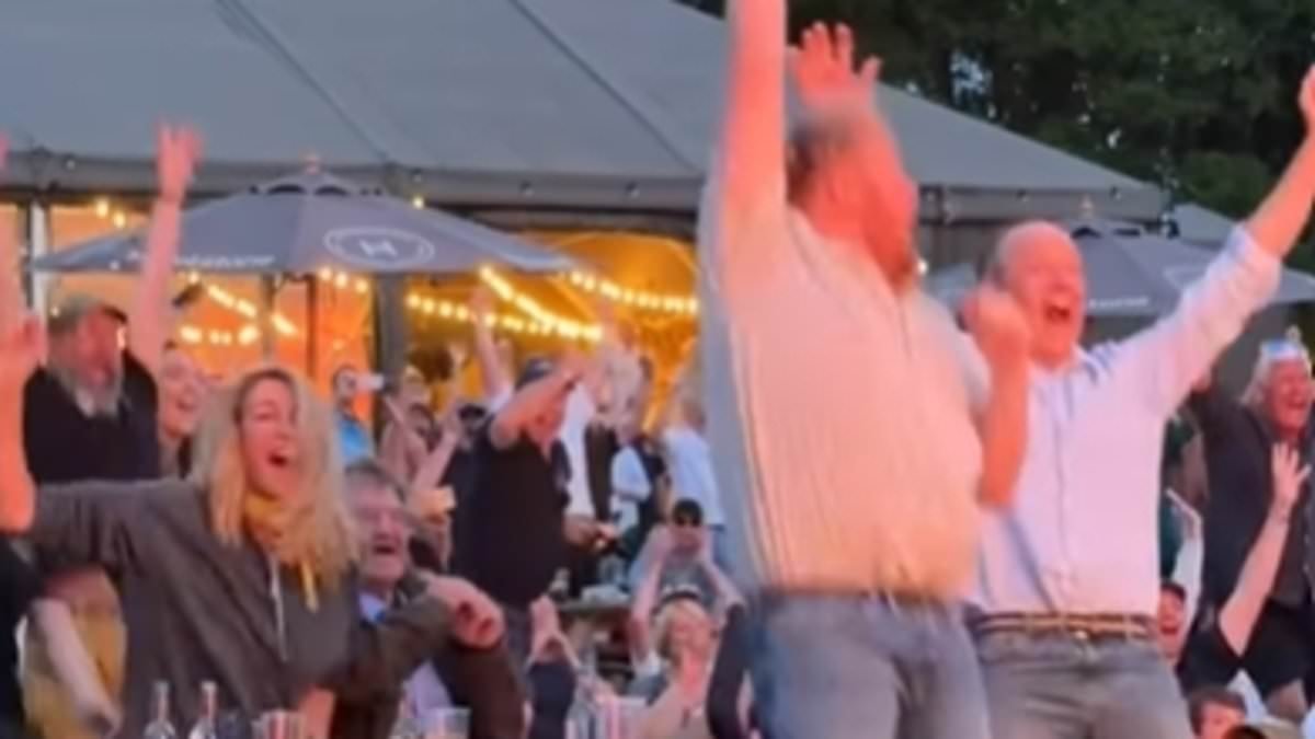 Clarkson's Farm stars Kaleb Cooper and Charlie Ireland jump for joy while Jeremy Clarkson is left speechless as they share their reactions to The Hawkstone Farmers Choir's BGT win