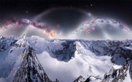 Photographer Spends Night on Freezing Mountain to Capture Rare Triple Galaxy Arch