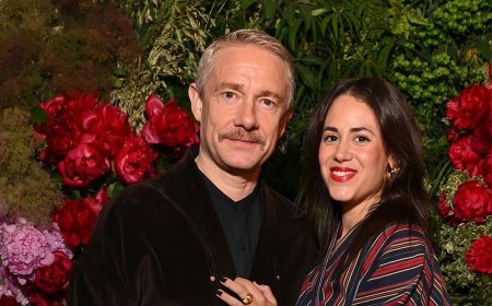 Martin Freeman, 54, enjoys rare outing with girlfriend Rachel Mariam, 31, at pre-BAFTA TV Awards bash - after ex Amanda Abbington's legal victory