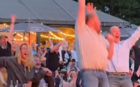 Clarkson's Farm stars Kaleb Cooper and Charlie Ireland jump for joy while Jeremy Clarkson is left speechless as they share their reactions to The Hawkstone Farmers Choir's BGT win