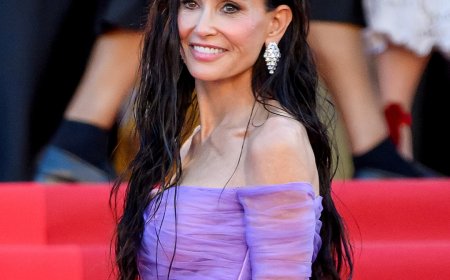 Demi Moore Unveils Showstopping Purple Gown on Cannes Red Carpet