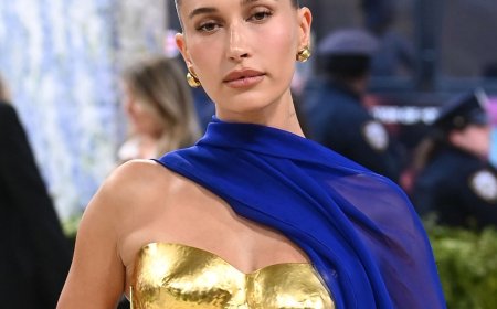 Hailey Bieber Is a Golden Goddess in Plated Armor at Met Gala 2026