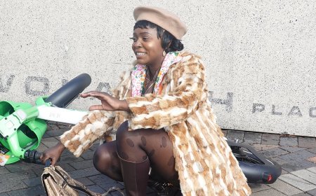 Influencer Suzan Mutesi left humiliated after falling off a LIME BIKE at Australian Fashion Week - years after her car broke down outside the same event