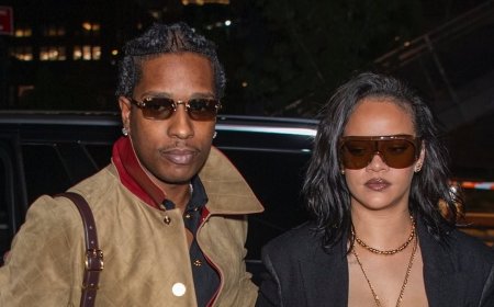 Rihanna turns heads in low-cut lingerie as she and partner A$AP Rocky enjoy a date night in New York to mark her first Mother's Day as a mom of three