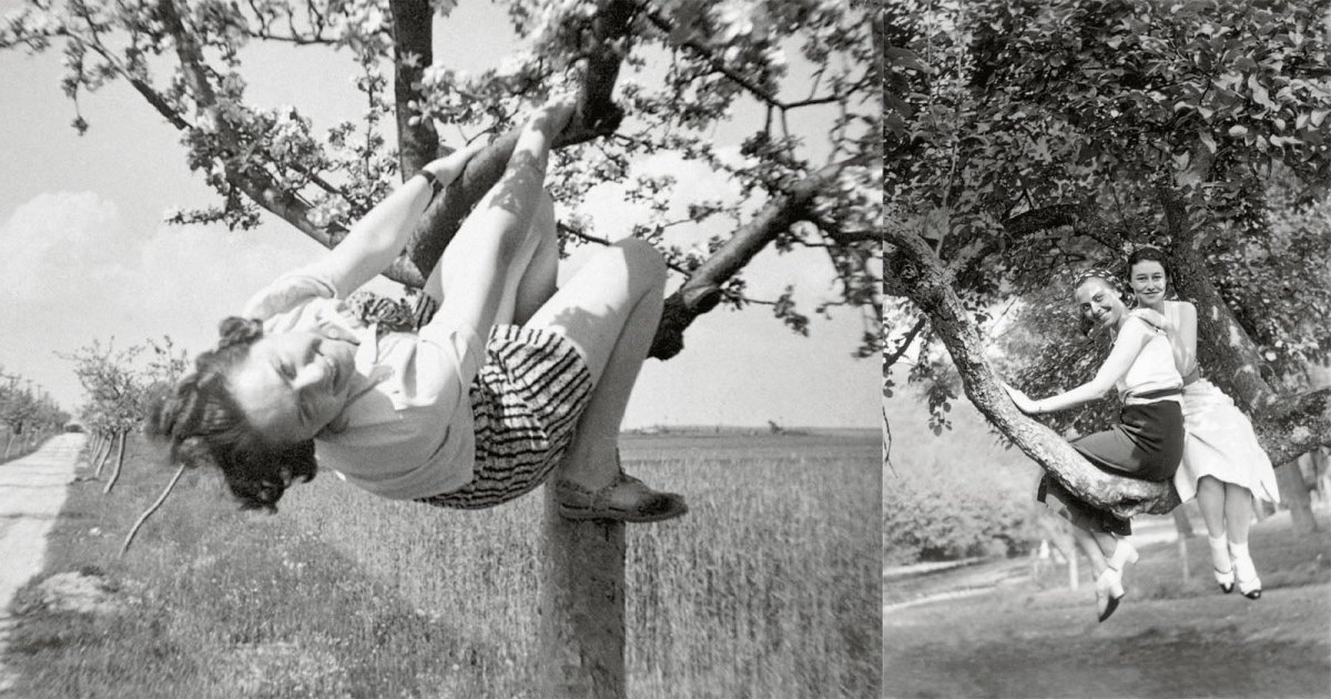 Collector Scours Flea Markets for Vintage Photos of Women in Trees