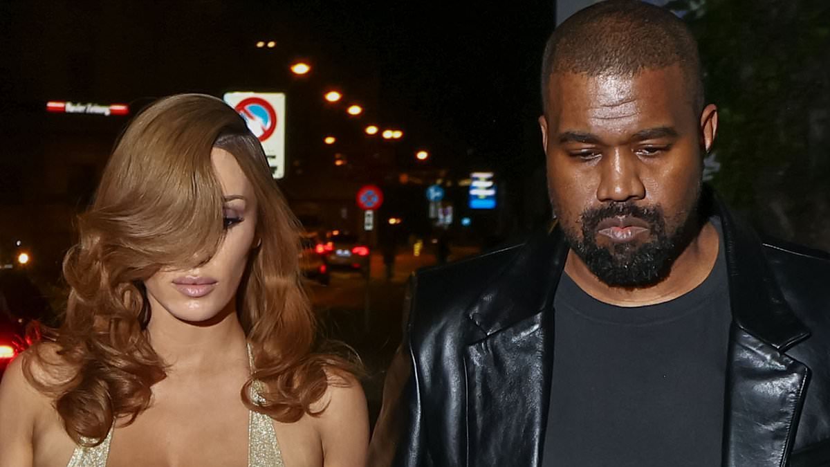 Kanye West's wife Bianca Censori puts on eye-popping display in low-cut sparkly leotard and kinky boots for night out in Switzerland