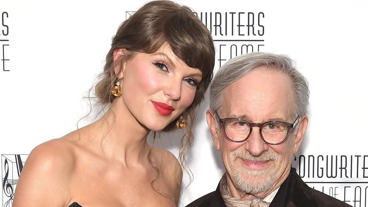 Hilarious moment Taylor Swift makes director Steven Spielberg record her and Travis Kelce DANCING during Songwriters Hall Of Fame Induction
