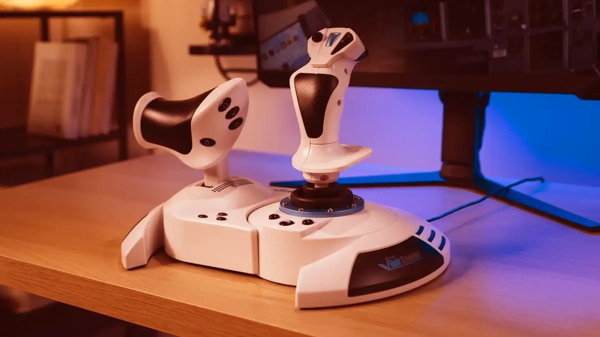 Thrustmaster's new specialized T.Flight Hotas 5 Microsoft Flight Simulator Edition provides a plug-and-play flight sim setup for just $109 — featuring 5-axis control with 16-bit precision and dual-rudder system