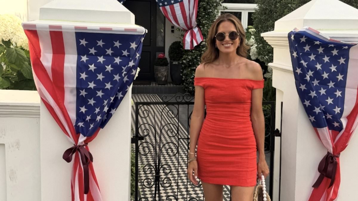 Binky Felstead stuns in a red minidress as she enjoys lavish early 4th of July bash in the London heatwave