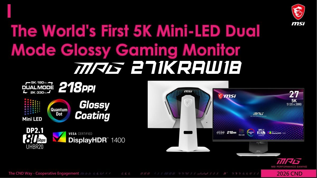 MSI, Gigabyte debut new 5K 27-inch Mini-LED monitors with 2,304 dimming zones and glossy panel — both models double the native 180 Hz refresh rate to 330 Hz at 1440p