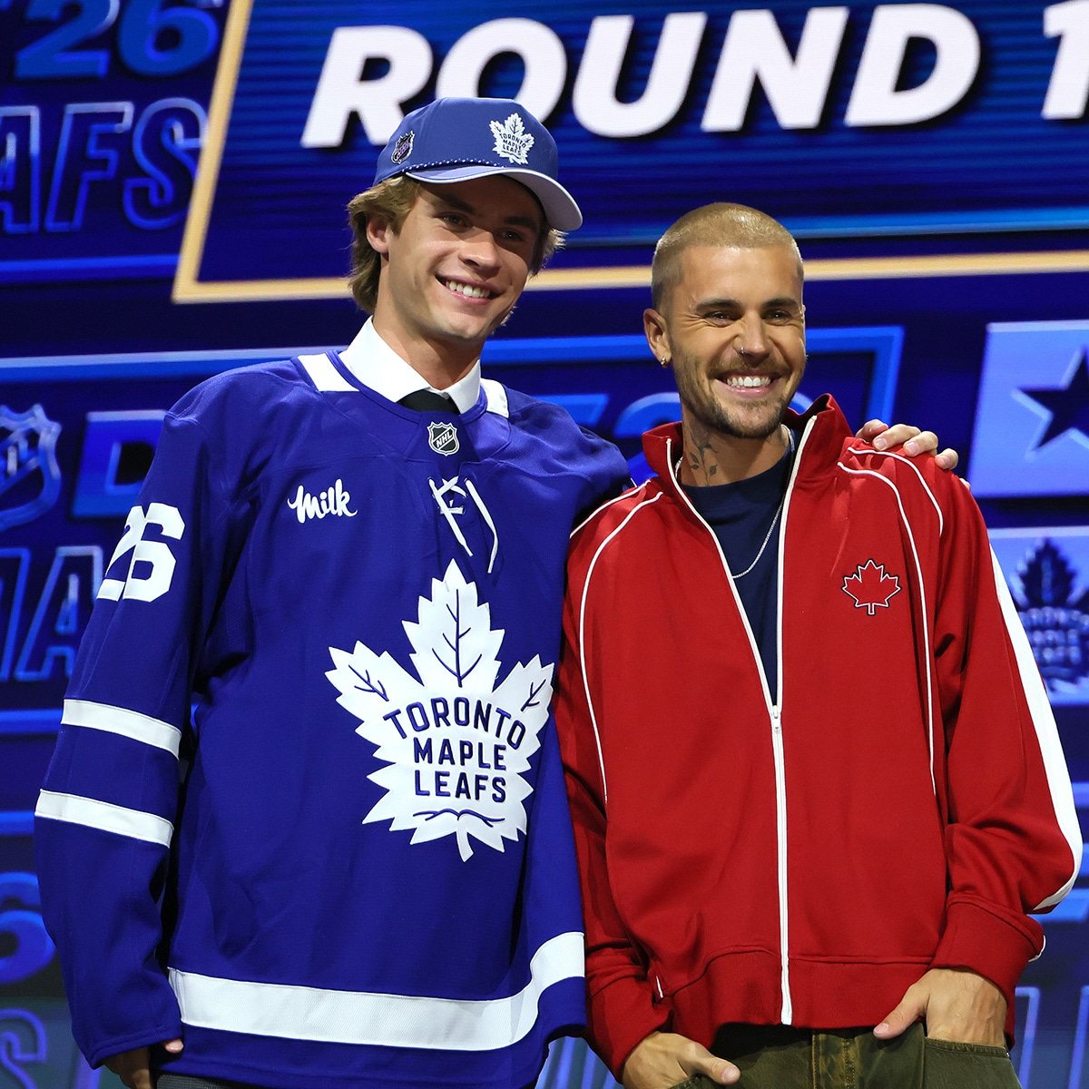 Justin Bieber Makes Surprise Public Appearance to Assist With NHL Draf
