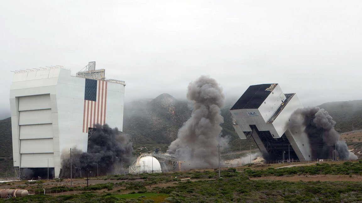 Towers once planned for California shuttle launches leveled for SpaceX rockets