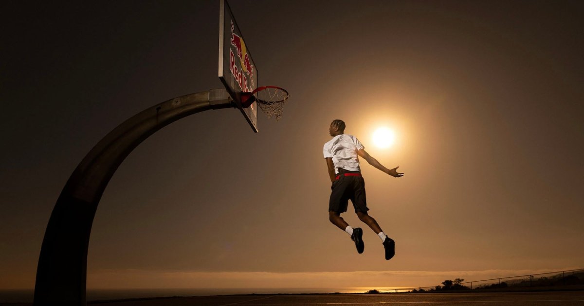Photographer Recreates Iconic Sun Dunking Shot With Rising Basketball Star AJ Dybantsa