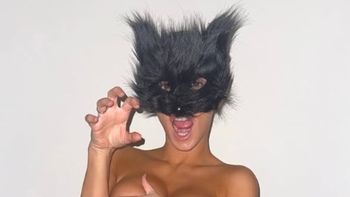 Kanye West shares TOPLESS photo of wife Bianca Censori posing in a cat mask after she stepped out with no underwear in a very sheer gown