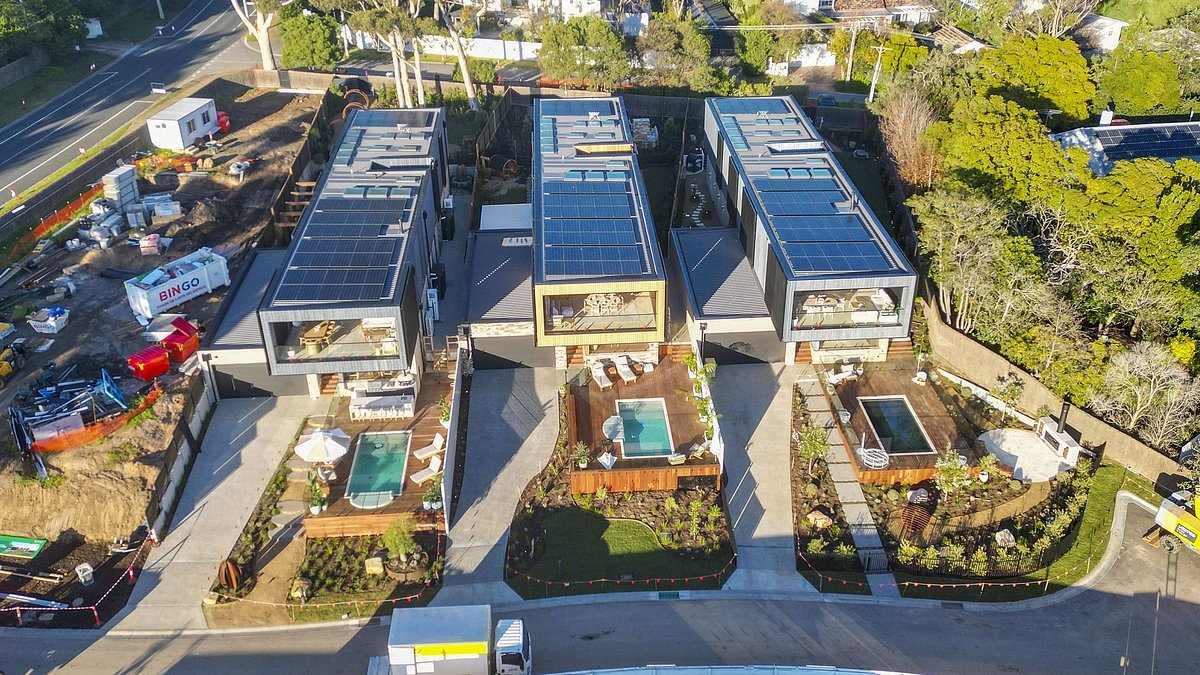 Aerial images reveal The Block luxury homes are complete... but critics say the $11million build is a 'missed opportunity' amid housing crisis