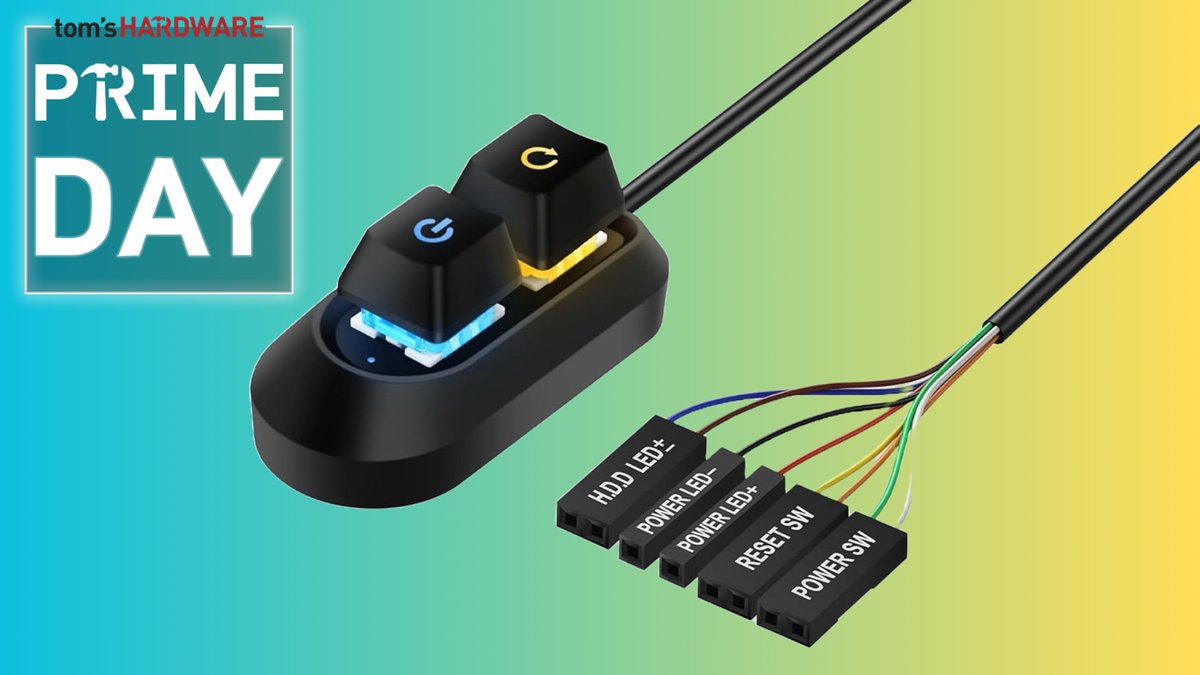 This brilliant $11 power button gadget lets you switch your PC on from your desk with ease — perfect desk upgrade means you don't need to bend down to turn your rig on or off anymore, ships with super-durable mechanical keys and RGB lighting