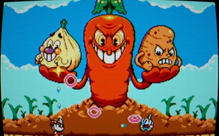 An 8-bit Cuphead game is being programmed in assembly language for the Sega Master System