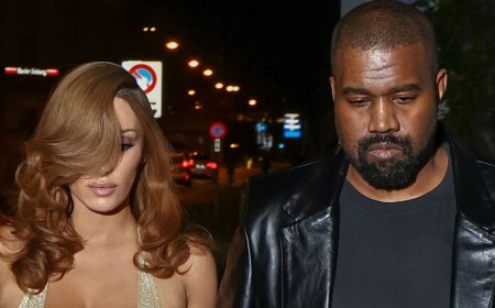Kanye West's wife Bianca Censori puts on eye-popping display in low-cut sparkly leotard and kinky boots for night out in Switzerland
