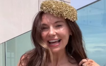 Georgia Toffolo reveals her 'obscene' outfit choice for Ascot as she slips into a 90-year-old gold dress to take the tube for day four of the festival