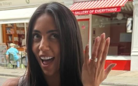 Made In Chelsea's Ruby Adler flashes her huge diamond engagement ring as she celebrates reality star fiancé Gavin Rubinstein's proposal after a whirlwind year-long romance