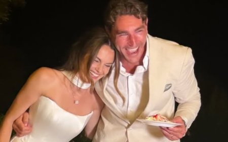 Made In Chelsea's Emily Blackwell and new husband Jordan Oldershaw cut their HUGE cake and party with her sombrero-wearing co-stars at idyllic wedding bash in Mallorca