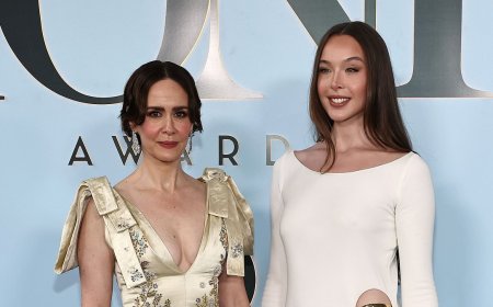 Sarah Paulson, 51, cozies up to Warren Beatty and Annette Bening's daughter, 25, at Tonys... but there's no sign of long-term partner Holland Taylor, 83