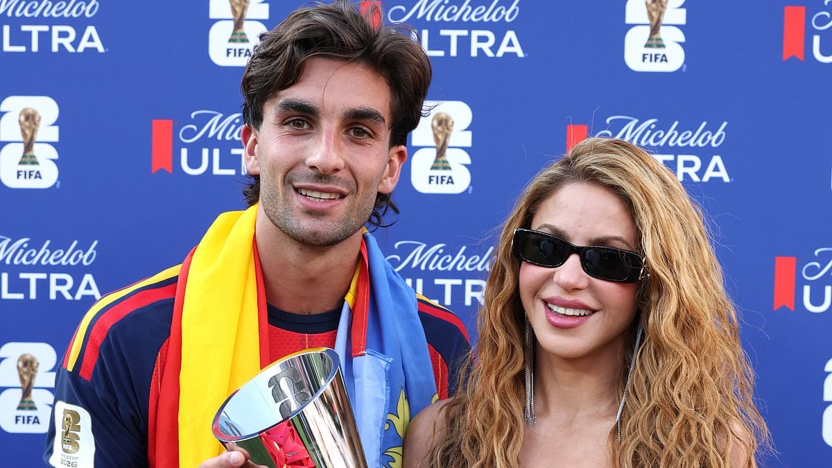 Shakira cozies up to Spain's sexy goalscorer Ferran Torres... after split from soccer star ex Gerard Pique