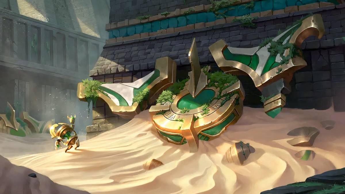 Exclusive League of Legends TCG reveal showcases Protective Sands, a new battlefield for Riftbound: Vendetta