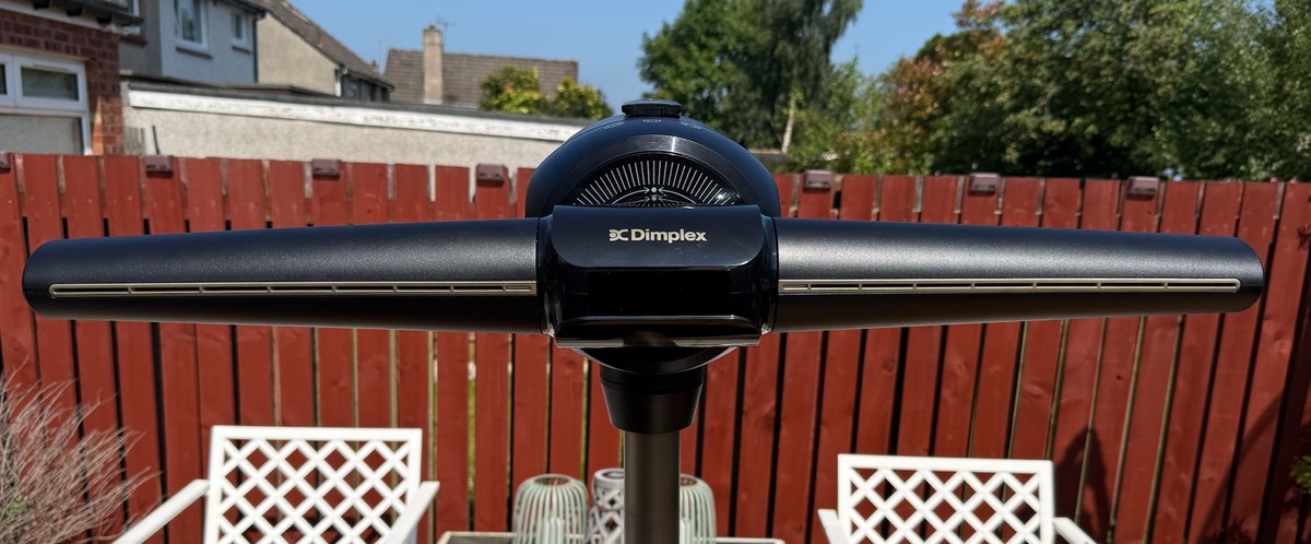 The Dimplex FlexBlade Multi-Directional Bladeless Fan looks like it's part of a plane, but despite its propeller-like design it may struggle to cool your aircraft hangar