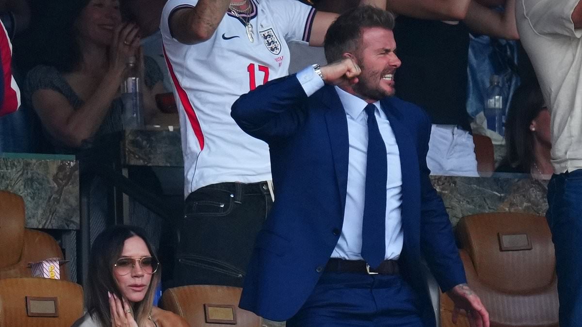 Cheeky David Beckham responds to Victoria becoming an instant meme after failing to react to Jude Bellingham's England goal as fans brand her 'iconic Posh'