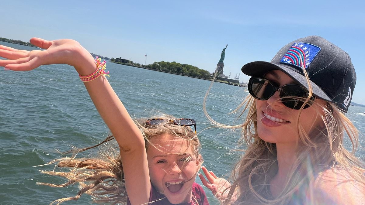 Abbey Clancy shares sweet snaps of her lookalike daughter Liberty, 11, seeing the Statue of Liberty as the family continue to soak up the sights of New York