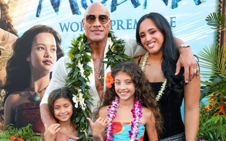 Dwayne 'The Rock' Johnson joined by all three of his daughters for rare red carpet moment at Moana premiere