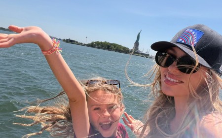 Abbey Clancy shares sweet snaps of her lookalike daughter Liberty, 11, seeing the Statue of Liberty as the family continue to soak up the sights of New York