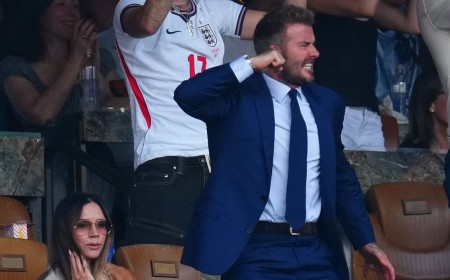 Cheeky David Beckham responds to Victoria becoming an instant meme after failing to react to Jude Bellingham's England goal as fans brand her 'iconic Posh'