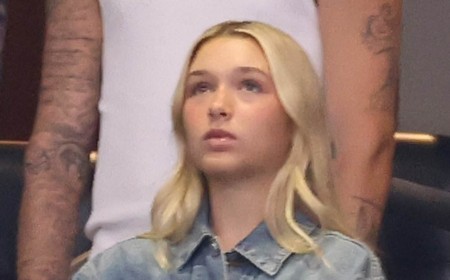 Harper Beckham, 15, enjoys a 90s fashion moment as she sports double denim to England's heartbreaking World Cup semi-final match