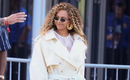 Beyonce wears sheer lace catsuit beneath jacket after watching World Cup final in New Jersey